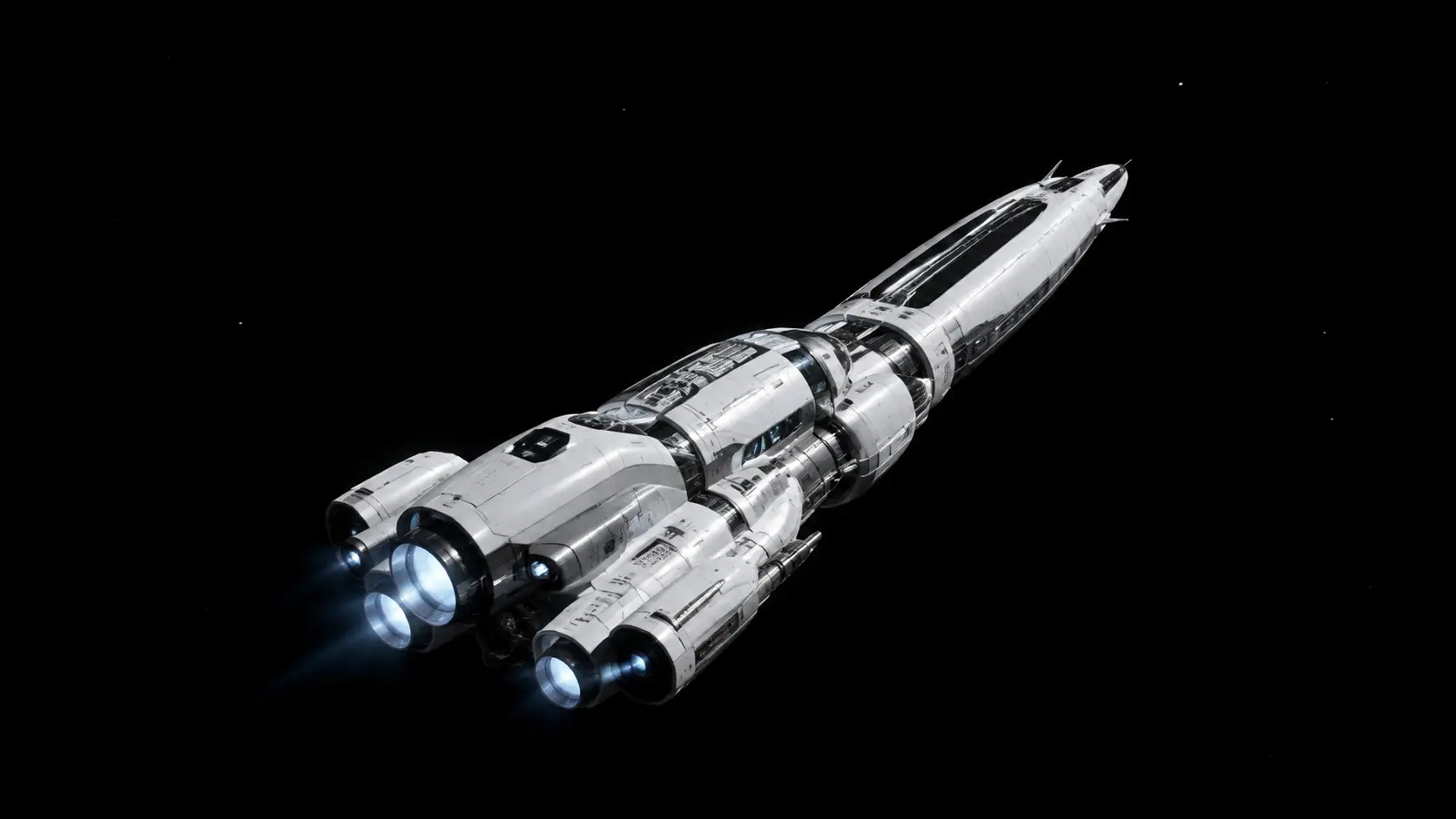 An original spacecraft travelling through deep space